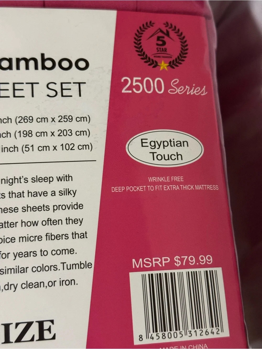 NWT King Size Fuchsia Sheet Set